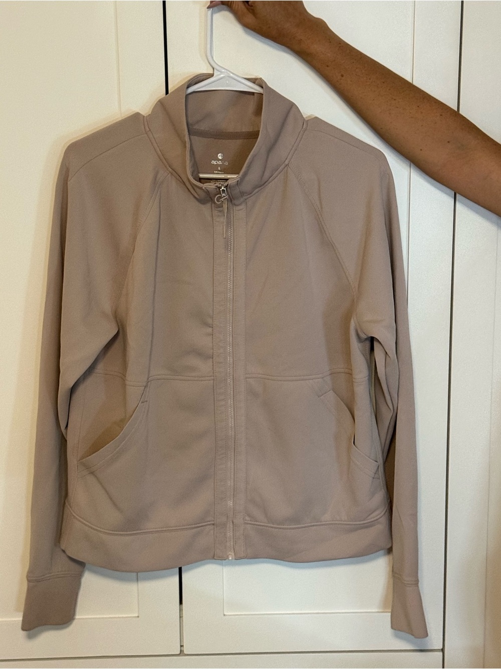 Apana Women's Taupe-Beige Zip Bomber Jacket